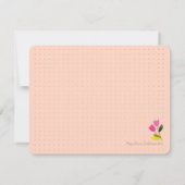 Retro Roze Tulpen Pastelperzik met de hand geïllus Notitiekaartje (Achterkant)