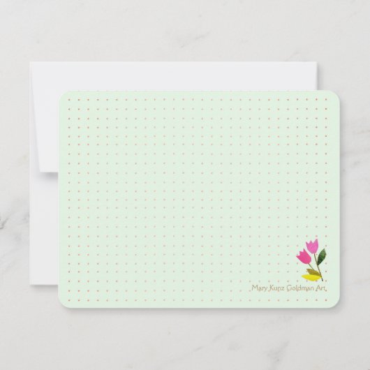 Retro Roze Tulpen Pastelperzik met de hand geïllus Notitiekaartje (Achterkant)
