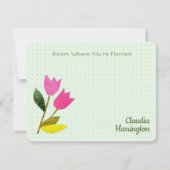 Retro Roze Tulpen Pastelperzik met de hand geïllus Notitiekaartje (Voorkant)