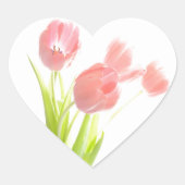 Retro roze tulpenbloem Scrapbook hart sticker (Voorkant)