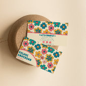 Retro Roze Turquoise Groovy Bloemen Boho Girly Visitekaartje