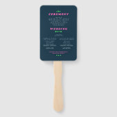 Retro roze & turquoise hippie groovy trouwprogramm handwaaier (Achterkant)