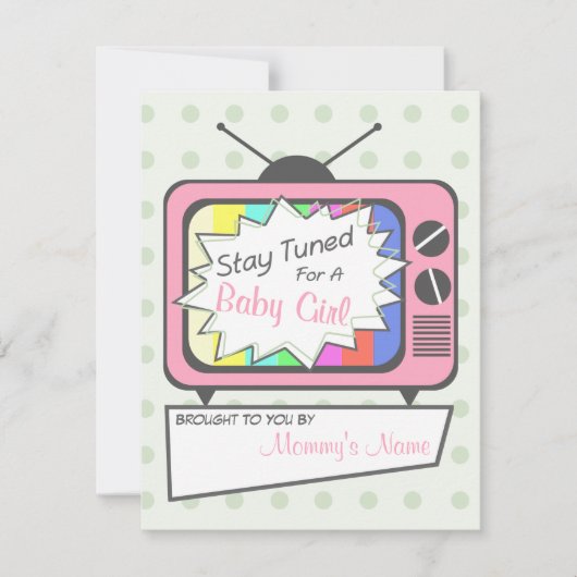 Retro Roze tv Set Baby shower Uitnodiging (Voorkant)