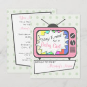 Retro Roze tv Set Baby shower Uitnodiging (Voorkant / Achterkant)