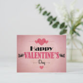 Retro Roze Valentijnsdag Kaart - Harten en Handen (Staand voorkant)