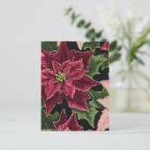 Retro Roze van Bourgondië van de Poinsettia van Briefkaart (Staand voorkant)