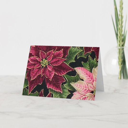 Retro Roze van Bourgondië van de Poinsettia van Feestdagen Kaart (Voorkant)