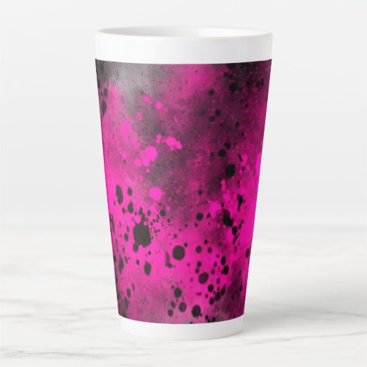 Retro Roze Verf Splatter Latte Mok (Voorkant)