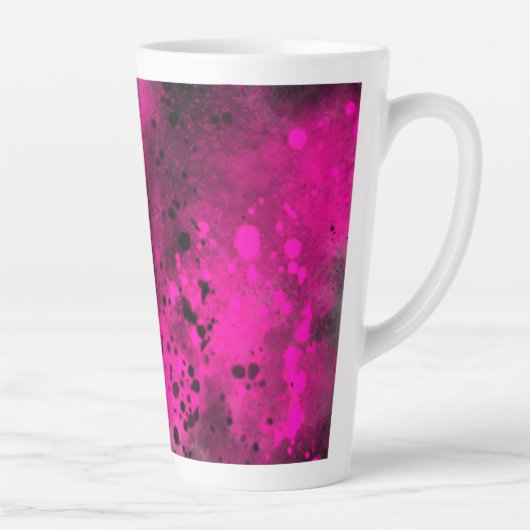 Retro Roze Verf Splatter Latte Mok (Rechts)
