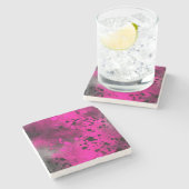 Retro Roze Verf Splatter Stenen Onderzetter (Zijkant)