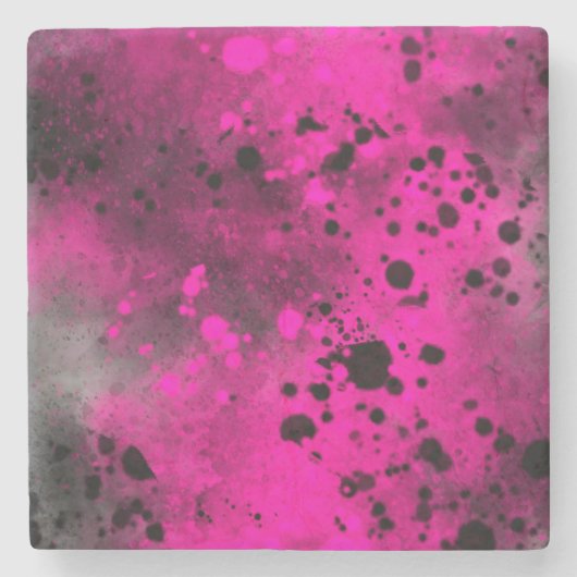 Retro Roze Verf Splatter Stenen Onderzetter (Voorkant)