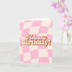 Retro Roze Verjaardag Kaart