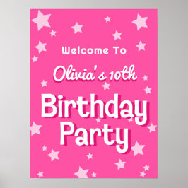 Retro Roze Verjaardagsfeest Welkom Poster