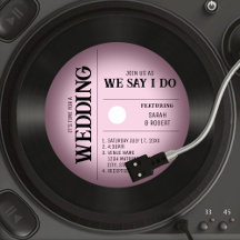 Retro  Roze Vignette Vinyl Record Bruiloft