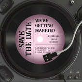 Retro Roze Vignette Vinyl Record Bruiloft Save The Date