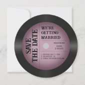 Retro  Roze Vignette Vinyl Record Bruiloft Save The Date (Voorkant)