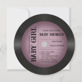 Retro Roze Vignette Vinyl Record Meisje Baby showe Kaart (Voorkant)