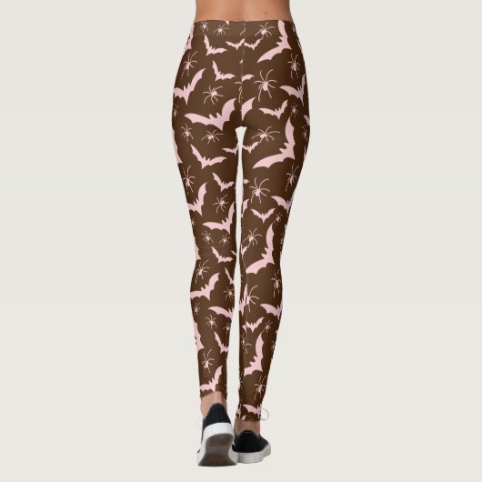 Retro roze vleermuizen spin meisje minimale Hallow Leggings (Achterkant)