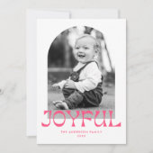 Retro roze vreugdevolle boog foto feestdagenkaart (Voorkant)