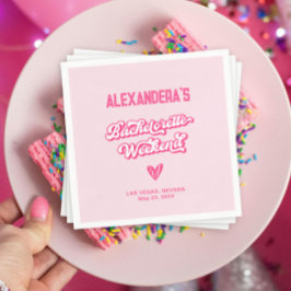 Retro roze vrijgezellenfeest servet