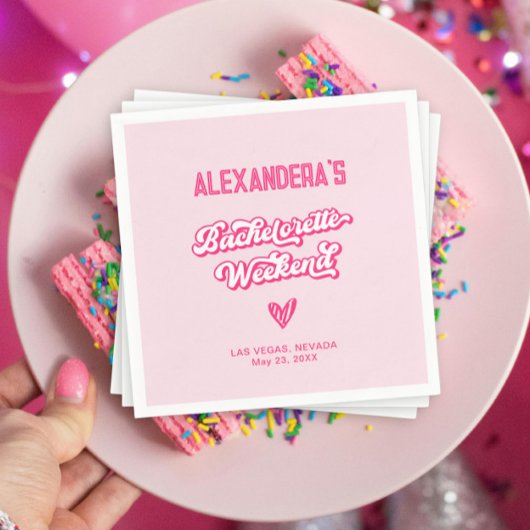 Retro roze vrijgezellenfeest servet