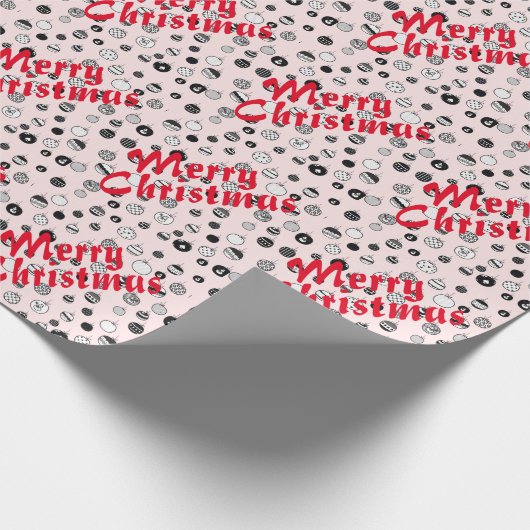 Retro Roze Vrolijk Kerstfeest Cadeaupapier (Hoek)