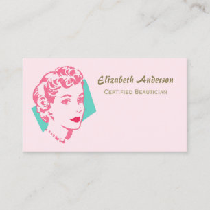 Retro Roze Vrouw Schoonheidssalon Visitekaartje
