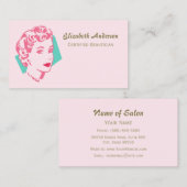Retro Roze Vrouw Schoonheidssalon Visitekaartje (Voorkant / Achterkant)