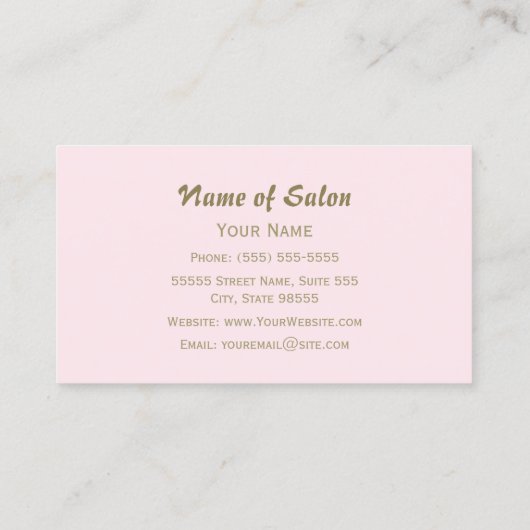 Retro Roze Vrouw Schoonheidssalon Visitekaartje (Achterkant)