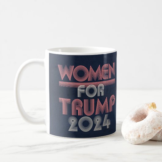 Retro  Roze Vrouwen voor Trump 2024 Koffiemok (Met donut)