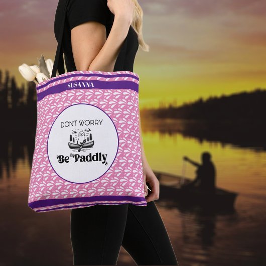 Retro Roze Water Patroon Kano Otter Aangepaste Naa Tote Bag