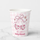 Retro Roze Waterverf Bow Meisje Baby shower Papieren Bekers (Achterkant)