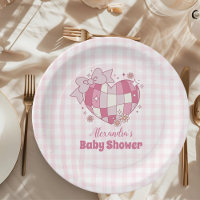 Retro Roze Waterverf Bow Meisje Baby shower