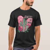 Retro Roze Westerne woestijn Valentijnsdag Cactus  T-shirt (Voorkant)