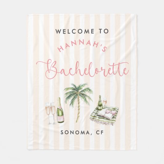Retro Roze Wijn Country Bachelorette Weekend Fleec Fleece Deken (Voorkant)