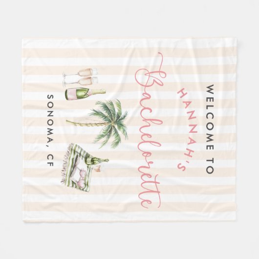 Retro Roze Wijn Country Bachelorette Weekend Fleec Fleece Deken (Voorkant (Horizontaal))