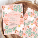 Retro Roze Wildflower Daisy Kids Verjaardag Kaart<br><div class="desc">Met zachte roze tinten, vrolijke madeliefjes en grillige wilde bloemen, combineert dit charmante en elegante ontwerp flair met een speelse boho-touch. Retro-stijl typografie en bloemenaccenten maken het ideaal voor een meisjes eerste wilde een verjaardag, maar ook geweldig voor meisjes van 1 tot 5 jaar. Deze uitnodiging brengt een zoete, nostalgische...</div>