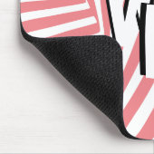 Retro Roze Wit Abstract Zebra Patroon Initialen Muismat (Hoek)