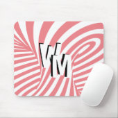 Retro Roze Wit Abstract Zebra Patroon Initialen Muismat (Met muis)