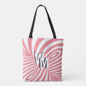 Retro Roze Wit Abstract Zebra Patroon Initialen Tote Bag (Achterkant)
