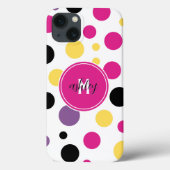 Retro Roze Wit Monogram Polka Dots Case-Mate iPhone Case (Achterkant)