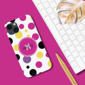 Retro Roze Wit Monogram Polka Dots Case-Mate iPhone Case