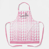 Retro Roze & Wit Trendy Girly Beauty Salon Naam Schort (Voorkant)