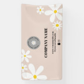 Retro Roze & Witte Daisy Zakelijke Logo Display Spandoek (Verticaal)