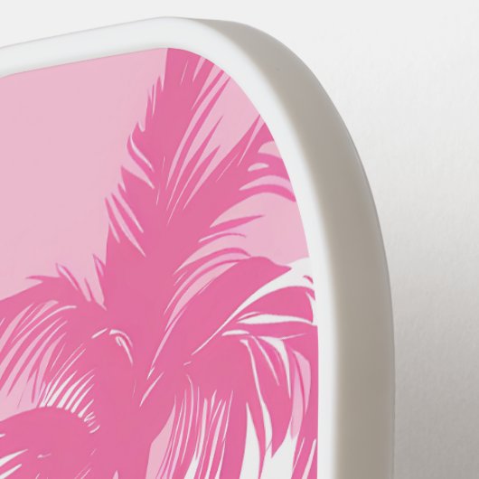 Retro roze witte palmbomen tropisch pickleball paddle (Links Detail)