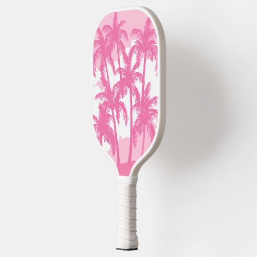 Retro roze witte palmbomen tropisch pickleball paddle (Links)
