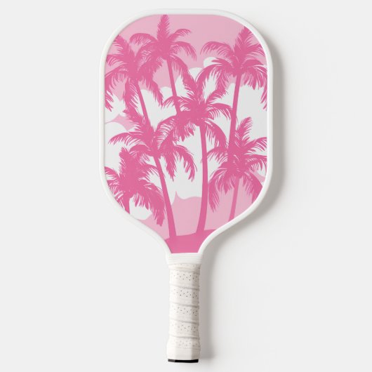 Retro roze witte palmbomen tropisch pickleball paddle (Achterkant)