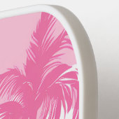 Retro Roze Witte Palmboom Tropisch Pickleball Paddle (Links Detail)