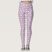 Retro Roze Xmas Ornamenten Kerst Pajama Broek Leggings (Voorkant)