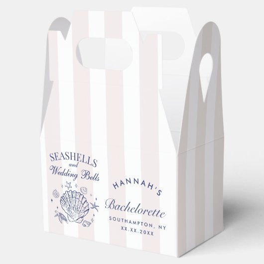 Retro Roze Zeeschelpen & Huwelijksbellen Bachelore Bedankdoosjes (Geopend)